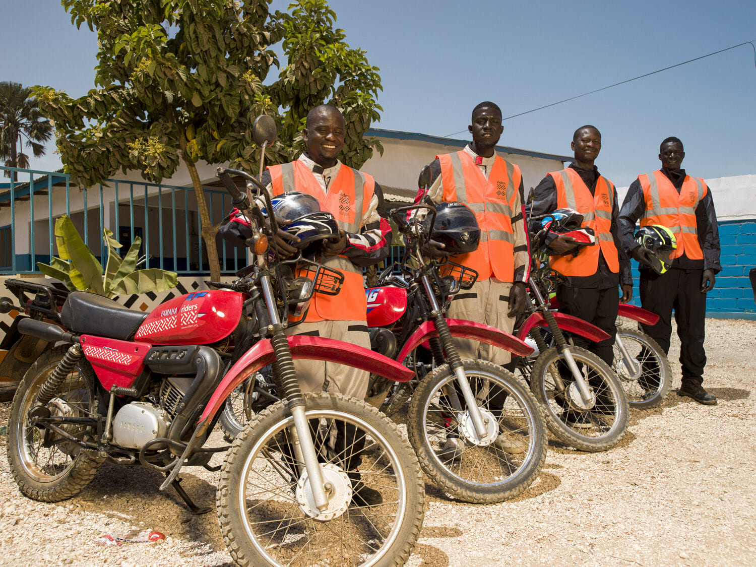 Fleet of motorcycles ridden by healthworkers, The Gambia