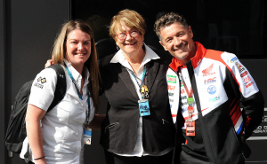 Andrea and Donna with LCR Honda Boss Lucio Cecchinello